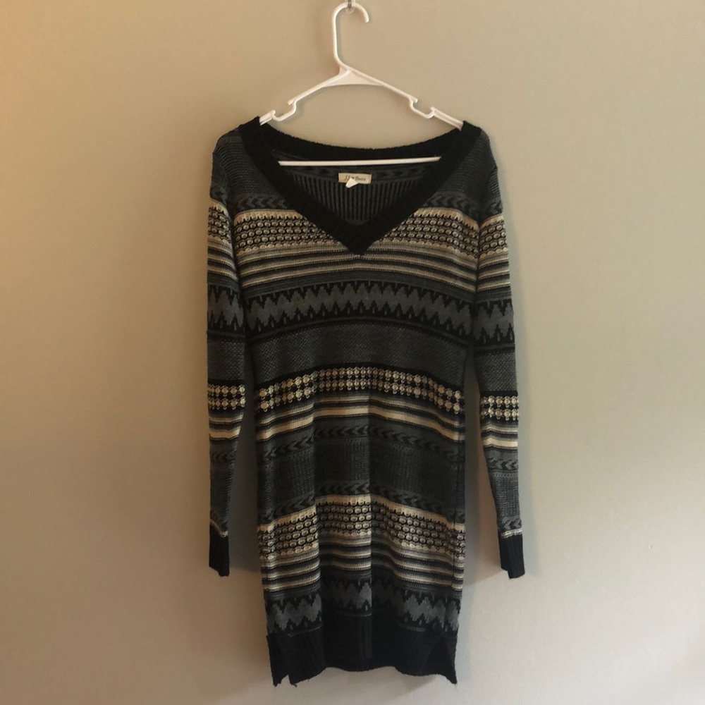 JJ Basics Black Patterned Sweater Dress
